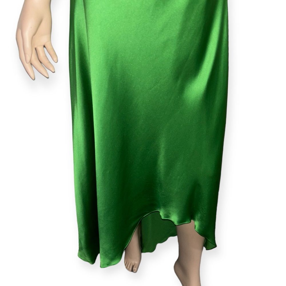 FRAME Draped Neck Tie Halter Dress in Bright Peridot Silk Size Large NEW - Picture 11 of 16